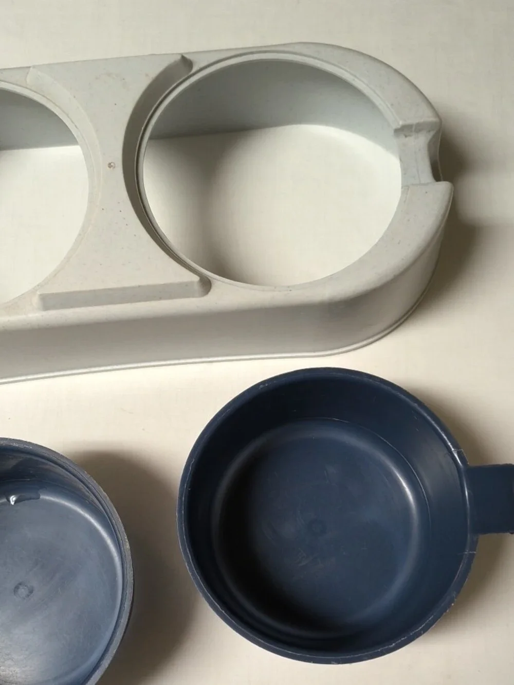 Double Pet Bowl in Blue Cream Durable Feeding Dish Removable Bowl Dog Cat